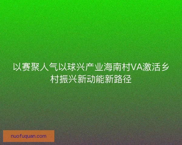 以赛聚人气以球兴产业海南村VA激活乡村振兴新动能新路径