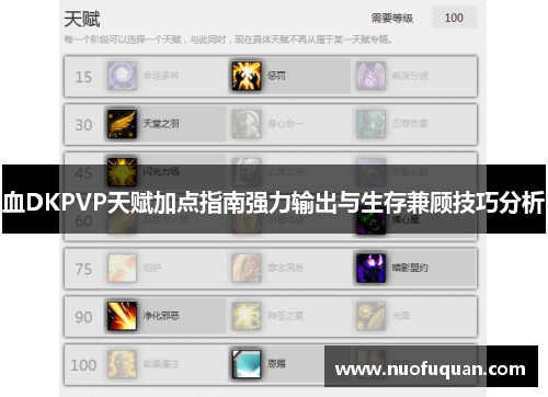 血DKPVP天赋加点指南强力输出与生存兼顾技巧分析